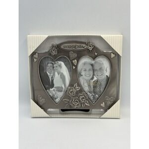 Fetco Then & Now Double Heart Wedding Anniversary Picture Frame 3.5x5 NIB